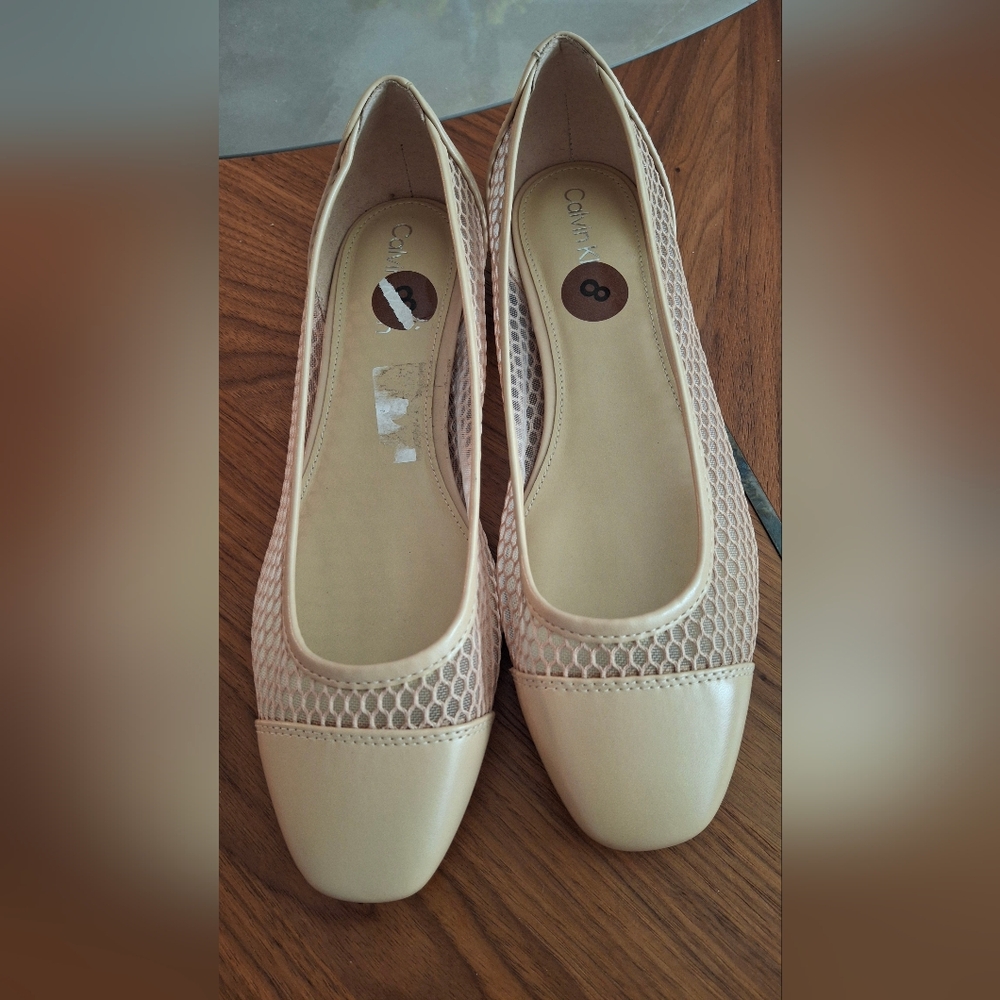 Calvin Klein Women's Nude Mesh Ballet Flats